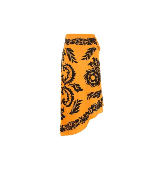 MultiColour Floral Print Asymetric Long Skirt