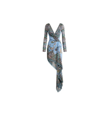 Multicoloured Paisley Print Asymmetric Mini Dress