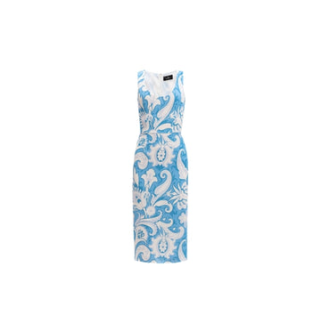 Blue Paisley Print Midi Dress
