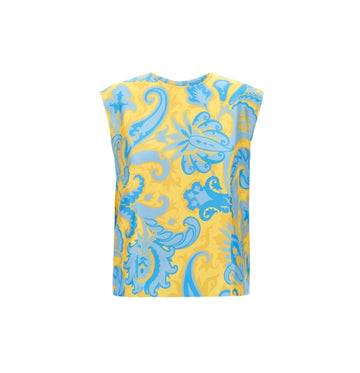 Multicoloured Paisley Print Sleevles Top