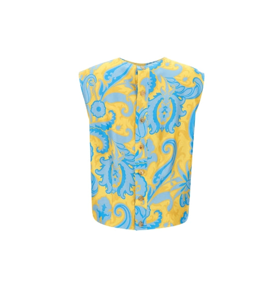Multicoloured Paisley Print Sleevles Top