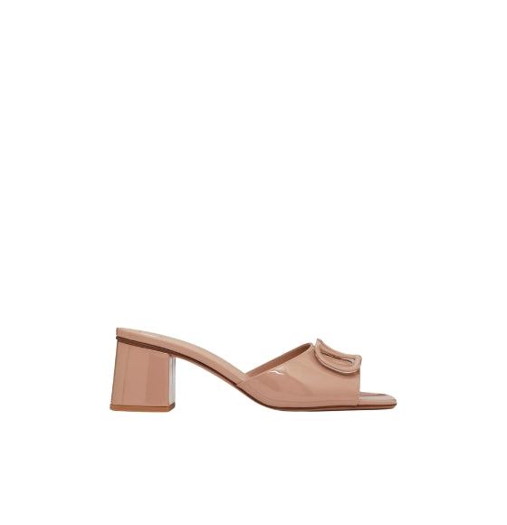 Pink V-Logo Patent Leather Mules