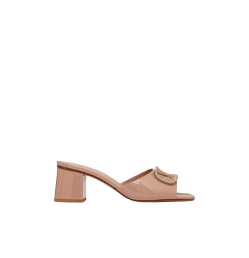 Pink V-Logo Patent Leather Mules