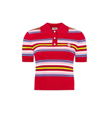 Red Stripped Short sleeved Polo Shirt
