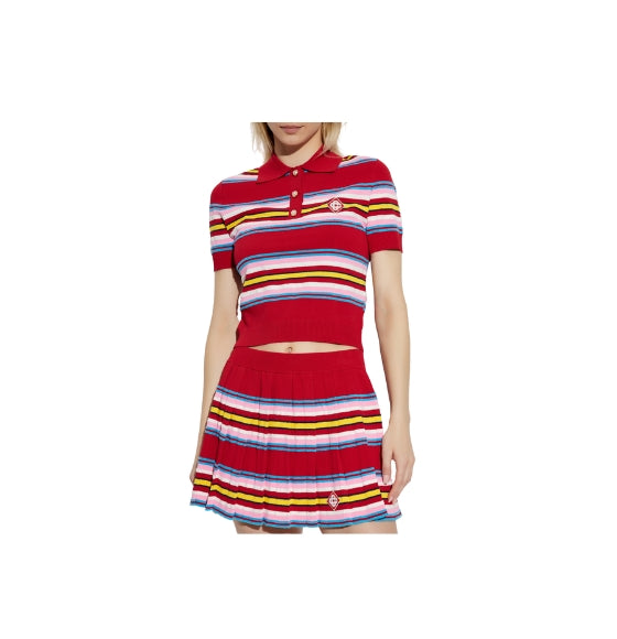Red Stripped Short sleeved Polo Shirt