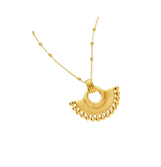 Gold Zenyu Fan Pendant Necklace