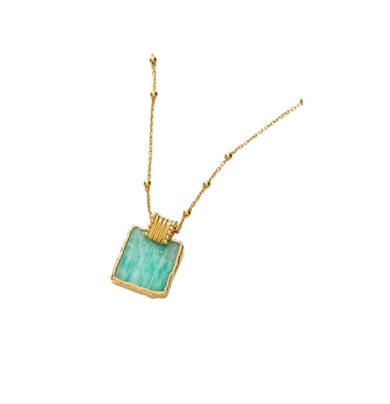 Gold Lena Amazonite Pyramid Pendant Necklace